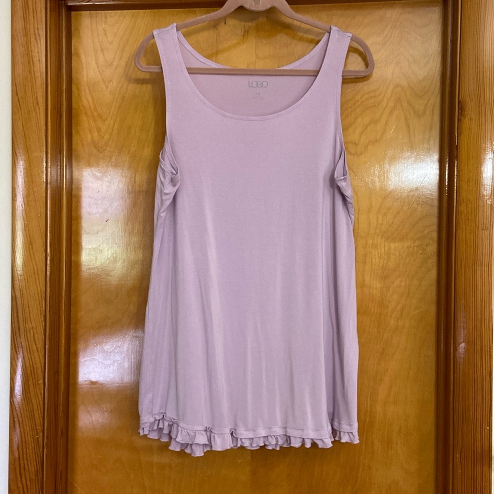LOGO by Lori Goldstein Tank w/Ruffled Hem - 1X